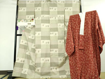 平和屋本店▽極上 結城紬・長襦袢(無双仕立て)セット 単衣 京友禅 ふくろう 梟 証紙付き 逸品 未使用 DZAA5355kh5