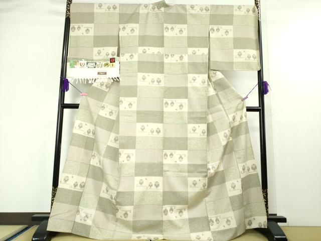 平和屋本店▽極上 結城紬・長襦袢(無双仕立て)セット 単衣 京友禅 ふくろう 梟 証紙付き 逸品 未使用 DZAA5355kh5