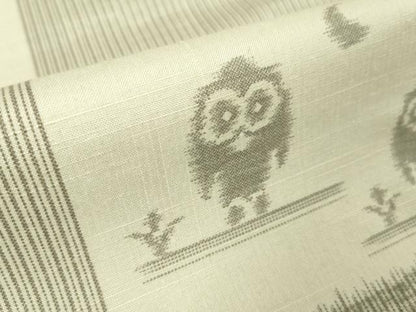 平和屋本店▽極上 結城紬・長襦袢(無双仕立て)セット 単衣 京友禅 ふくろう 梟 証紙付き 逸品 未使用 DZAA5355kh5