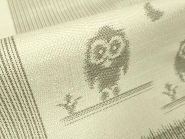 平和屋本店▽極上 結城紬・長襦袢(無双仕立て)セット 単衣 京友禅 ふくろう 梟 証紙付き 逸品 未使用 DZAA5355kh5
