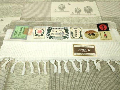 平和屋本店▽極上 結城紬・長襦袢(無双仕立て)セット 単衣 京友禅 ふくろう 梟 証紙付き 逸品 未使用 DZAA5355kh5
