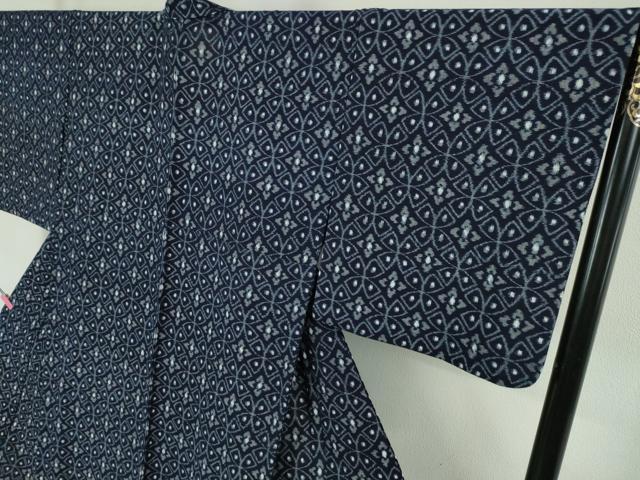 平和屋本店■極上　重要無形文化財技術保持者　小川内龍夫　久留米絣　単衣　綿　手織　証紙付き　逸品　DZAA5358kh5