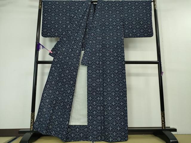 平和屋本店■極上　重要無形文化財技術保持者　小川内龍夫　久留米絣　単衣　綿　手織　証紙付き　逸品　DZAA5358kh5