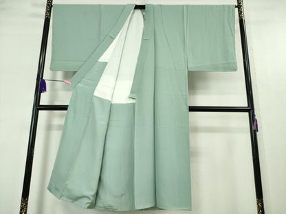 平和屋本店■極上　男性　色無地　錆青磁色　縮緬地　逸品　未使用　DZAA5372kh5