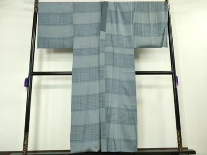 平和屋本店■極上　男性 お召 アンサンブル 長羽織・長襦袢(袷) 3点セット キングサイズ 着物・煤色地　羽織・潤色地　逸品　DZAA5374kh5