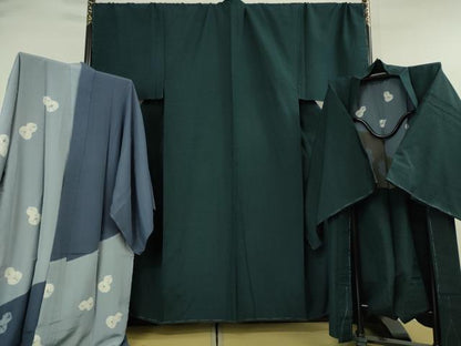 平和屋本店■極上　男性　紬　アンサンブル　長羽織・長襦袢(袷)3点セット　色無地　褐返色　キングサイズ　逸品　未使用　DZAA5375kh5