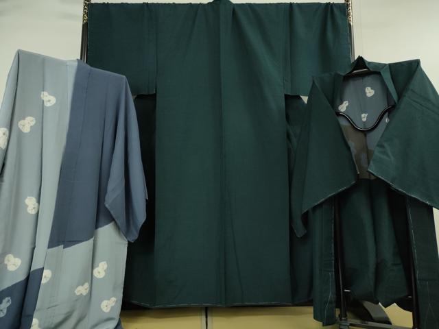 平和屋本店■極上　男性　紬　アンサンブル　長羽織・長襦袢(袷)3点セット　色無地　褐返色　キングサイズ　逸品　未使用　DZAA5375kh5