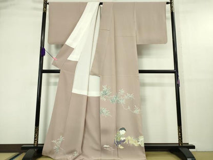 平和屋本店■極上　加賀友禅の巨匠　初代　由水十久　色留袖　童子　薄柿色地　逸品　DZAA5378kh5
