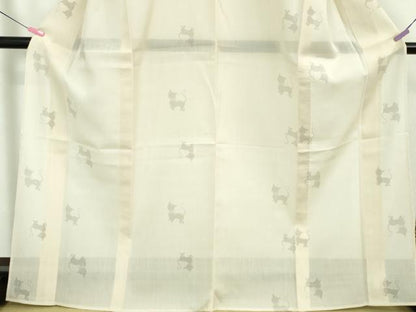 平和屋本店＊極上 夏物 結城紬 夏結城 100亀甲 猫シルエット 亜麻色地 逸品 未使用 DZAA5395kh5
