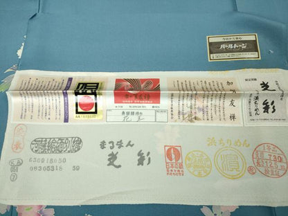 平和屋本店●極上 本加賀友禅作家 奥田勝将 訪問着 花王 ヨットブルー色地 証紙付き 逸品 DZAA5396kh5