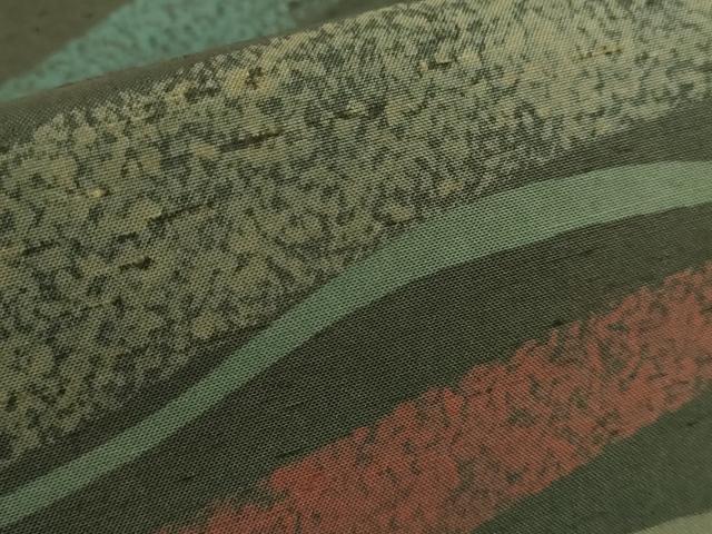 平和屋本店●極上 石川県指定無形文化財 牛首紬 白山工房 手織り 銀座おゝぎ屋扱い 全通柄袋帯 霞文 逸品 DZAA5434kh5