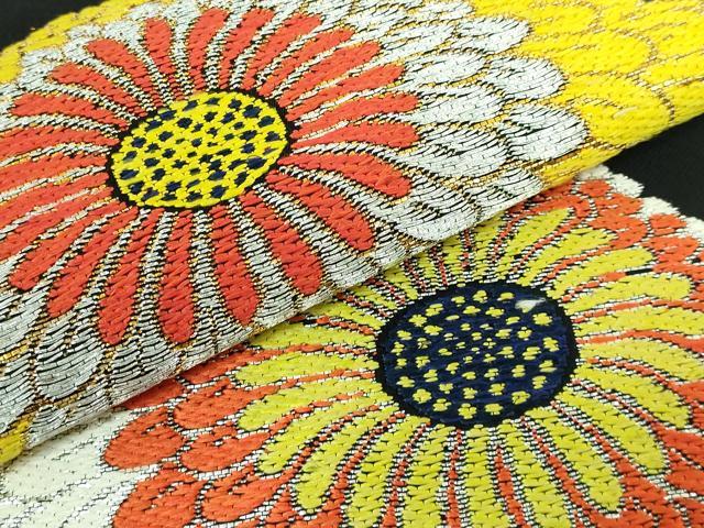 平和屋本店●極上 龍村美術織物 九寸名古屋帯 一灯菊 黒地 金銀糸 逸品 DZAA5455kh5