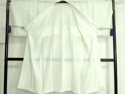 平和屋本店●上質な長襦袢 無双仕立て 枝花文 逸品 未使用 DZAA5504kh5