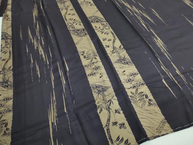 平和屋本店●上質な長襦袢 袷 草木間道 黒紅色地 逸品 未使用 DZAA5514kh5