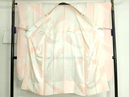 平和屋本店●振袖用長襦袢 無双仕立て 孔雀花文 暈し染め 半衿刺繍 逸品 DZAA5527kh5