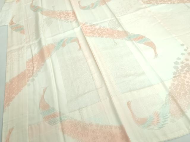 平和屋本店●振袖用長襦袢 無双仕立て 孔雀花文 暈し染め 半衿刺繍 逸品 DZAA5527kh5