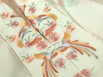 平和屋本店●振袖用長襦袢 無双仕立て 孔雀花文 暈し染め 半衿刺繍 逸品 DZAA5527kh5