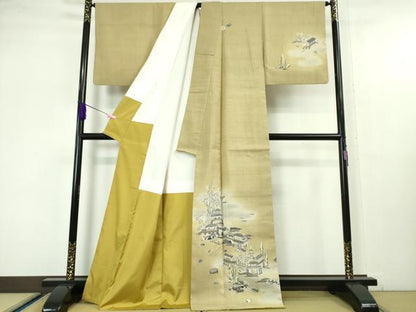 平和屋本店●極上　染織の名門　しょうざん  生紬　訪問着　浦島太郎　竜宮城　証紙付き　逸品　DZAA5532kh5