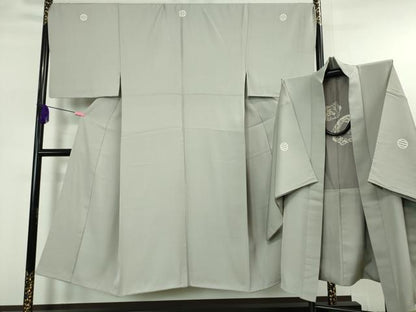 平和屋本店■極上　男性　色紋付　羽織セット　白鼠色　逸品　DZAA5534kh5