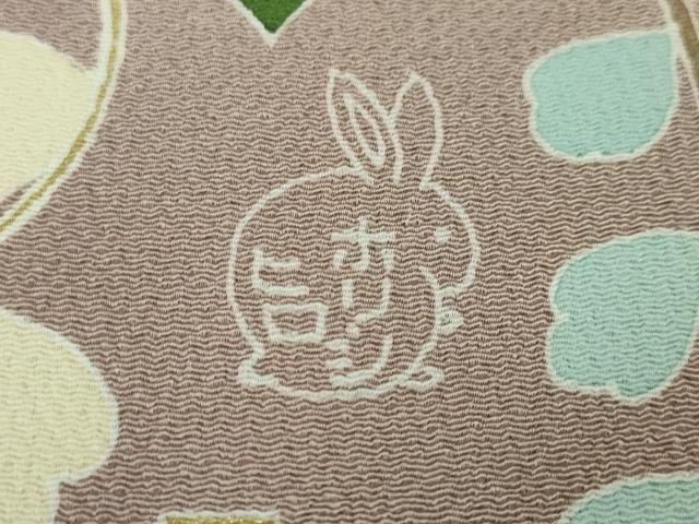 平和屋本店●極上 人形作家・ホリヒロシ 訪問着 藤花房 薄緑色地 暈し染め 鬼しぼ縮緬 逸品 DZAA5543kh5