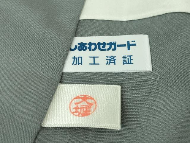 平和屋本店●極上 人形作家・ホリヒロシ 訪問着 藤花房 薄緑色地 暈し染め 鬼しぼ縮緬 逸品 DZAA5543kh5