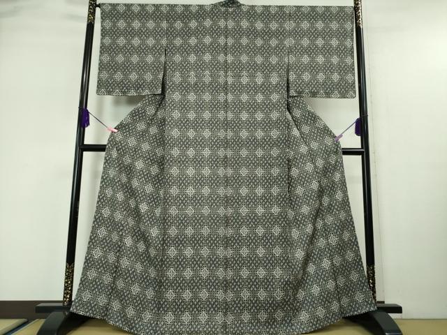平和屋本店■極上　創業140年　小糸染芸の四代目　小糸敏夫　小紋　単衣　菱文　反端付き　逸品　未使用　DZAA5549kh5