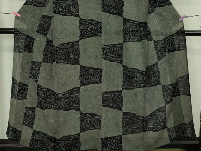 平和屋本店■極上　夏物　池田重子コレクション　小紋　絽縮緬　変わり市松　黒地　さが美扱い　逸品　未使用　DZAA5551kh5