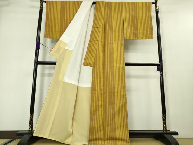 平和屋本店●極上 本場黄八丈 綾織 紬 間道 逸品 DZAA5554kh5