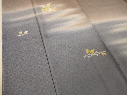 平和屋本店■極上　京の名門　友禅　染の北川　訪問着　刺繍　草花文　鳩羽鼠色地　暈し染め　反端付き　逸品　未使用　DZAA5572kh5