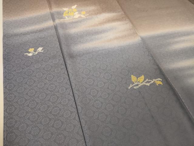 平和屋本店■極上　京の名門　友禅　染の北川　訪問着　刺繍　草花文　鳩羽鼠色地　暈し染め　反端付き　逸品　未使用　DZAA5572kh5