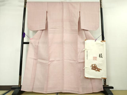 平和屋本店■極上　夏物　紬屋吉平　紗紬　色無地　撫子色　たとう紙付き　逸品　DZAA5583kh5