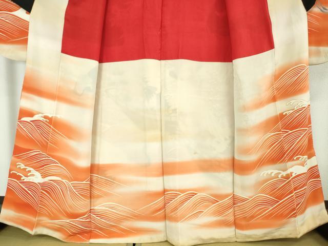 平和屋本店■極上　アンティーク　大正ロマン　振袖　刺繍　飛鶴　宝船　黒地　金彩　逸品　DZAA5586kh5 平和屋本店○極上 アンティーク 大正ロマン 振袖 刺繍 飛鶴 宝船 黒地