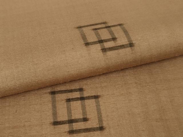 平和屋本店■極上　国指定重要無形文化財　本場久米島紬　単衣　高坂エミ子作　手織　赤白橡色地　証紙付き　逸品　DZAA5594kh5