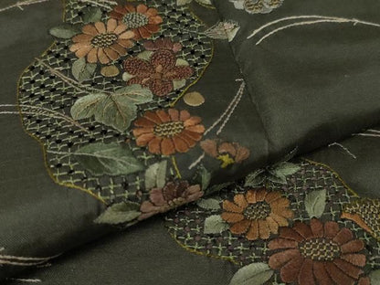 平和屋着物●極上　中国三大刺繍　スワトウ刺繍　汕頭刺繍　相良刺繍　本場大島紬　訪問着　総刺繍　吹寄せ花文　黒地　逸品　DZAA5607kh6