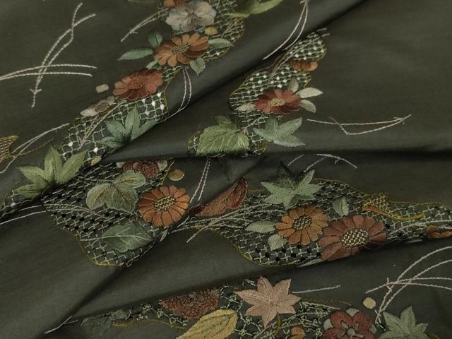 平和屋着物●極上　中国三大刺繍　スワトウ刺繍　汕頭刺繍　相良刺繍　本場大島紬　訪問着　総刺繍　吹寄せ花文　黒地　逸品　DZAA5607kh6