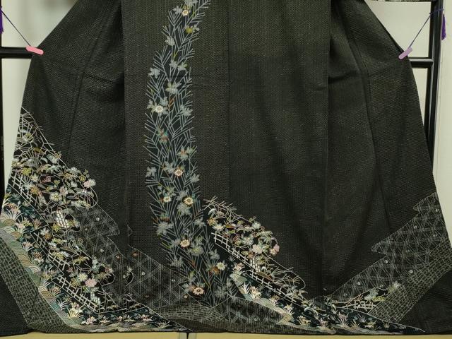 平和屋本店■極上　中国三大刺繍　スワトウ刺繍　汕頭刺繍　総刺繍　訪問着　風景花文　金糸　逸品　DZAA5608kh5