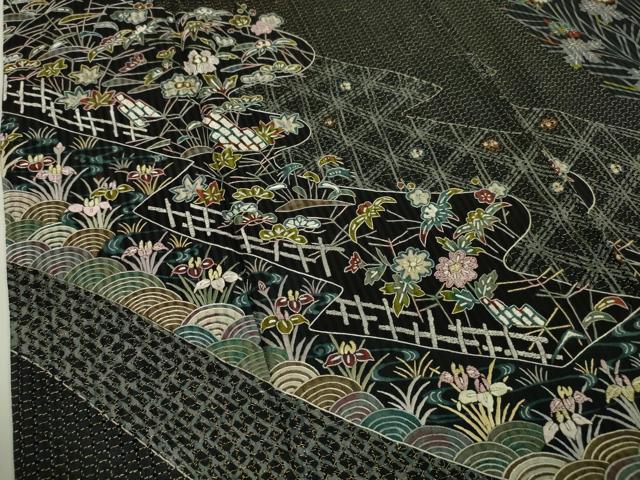 平和屋本店■極上　中国三大刺繍　スワトウ刺繍　汕頭刺繍　総刺繍　訪問着　風景花文　金糸　逸品　DZAA5608kh5