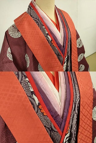平和屋本店■希少　十二単　唐衣・表着・打衣・五衣　唐織　鳳凰華丸文　逸品　DZAA5609kh5