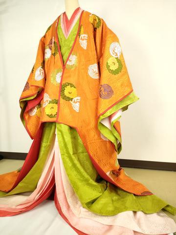 平和屋本店□希少 十二単 表着・打衣・五衣 唐織 鳳凰華丸文