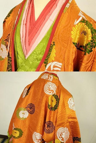平和屋本店■希少　十二単　表着・打衣・五衣　唐織　鳳凰華丸文　逸品　DZAA5610kh5