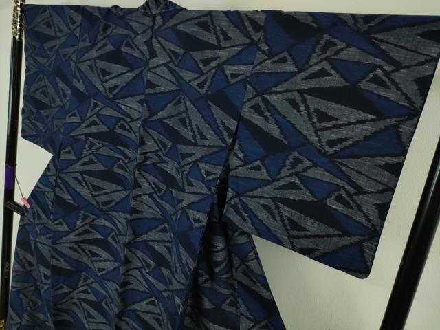 平和屋本店□極上 久留米絣 単衣 綿 野口泰光作 証紙付き 逸品