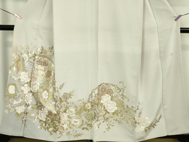 平和屋本店●極上 ブライダルファッションデザイナー・桂由美 色留袖 刺繍 吉祥花文 白梅鼠色地 金銀彩 逸品 未使用 DZAA5615kh5