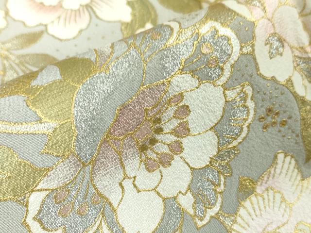 平和屋本店●極上 ブライダルファッションデザイナー・桂由美 色留袖 刺繍 吉祥花文 白梅鼠色地 金銀彩 逸品 未使用 DZAA5615kh5