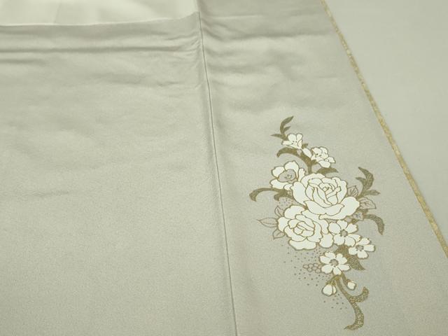 平和屋本店●極上 ブライダルファッションデザイナー・桂由美 色留袖 刺繍 吉祥花文 白梅鼠色地 金銀彩 逸品 未使用 DZAA5615kh5