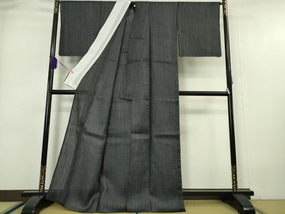 平和屋本店■極上　夏物　重要無形文化財　本場宮古上布　苧麻　縞　濃紺地　逸品　未使用　DZAA5618kh5