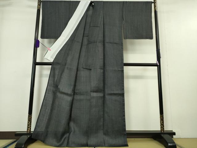 平和屋本店■極上　夏物　重要無形文化財　本場宮古上布　苧麻　縞　濃紺地　逸品　未使用　DZAA5618kh5