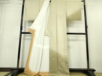 平和屋本店■極上　訪問着　紬地　花織　刺繍　暈し染め　逸品　未使用　DZAA5628kh5