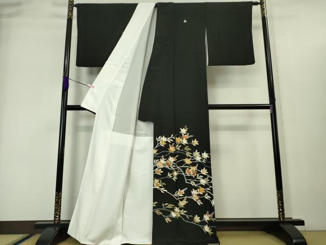 黒留袖 平和屋本店□極上 創業460年・千總 黒留袖 駒刺繍 橘 金彩