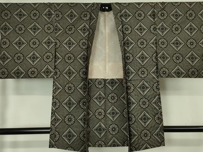 平和屋本店■希少　本場大島紬　龍郷絣　アンサンブル　羽織紐付き　逸品　DZAA5635kh5