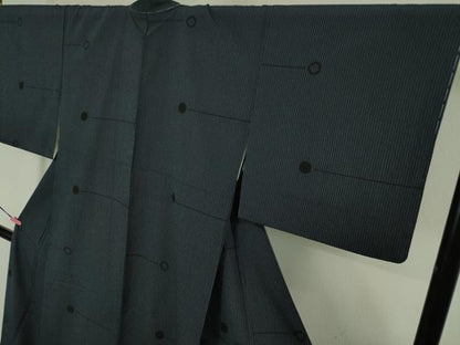 平和屋本店●極上 本塩沢 丸文 縞 逸品 未使用 DZAA5641kh5